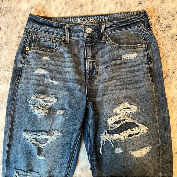 American Eagle Outfitters Blue Distressed Ankle Jeans - Picture 3 of 7